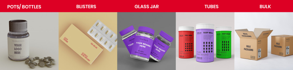 Supplement Factory manufactures tablets in for on Pots or bottles, blisters, glass jar and bulk packaging