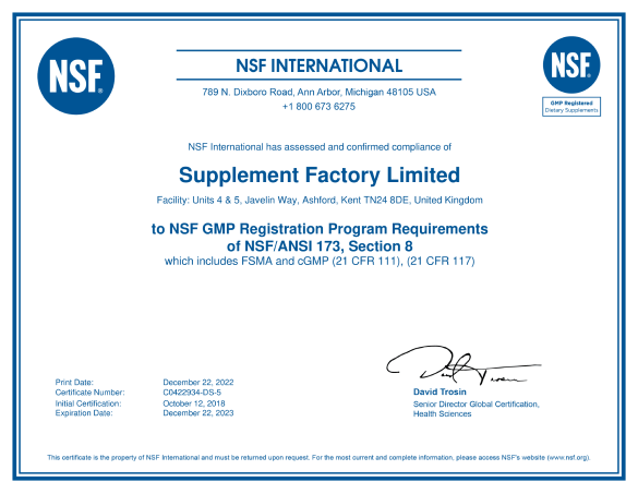 NSF GMP Certificate Javelin Exp Dec 2023-1 1